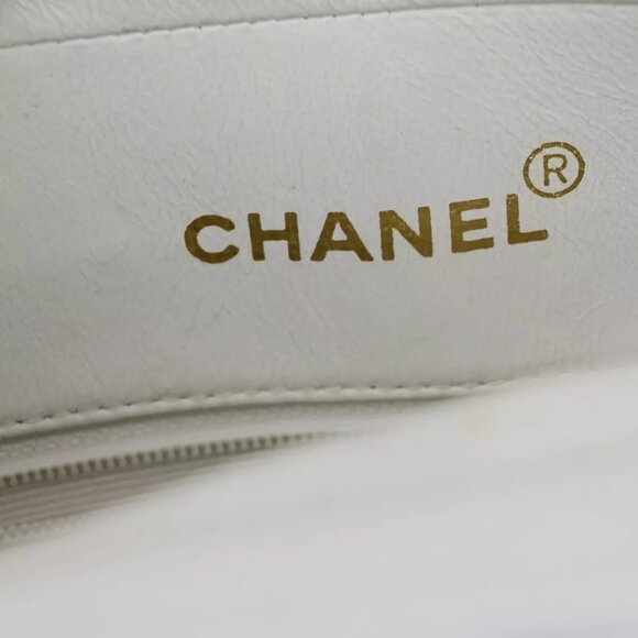 CHANEL CC Chain Shoulder Bag Caviar Skin Leather White GHW Vintage - Picture 3 of 16